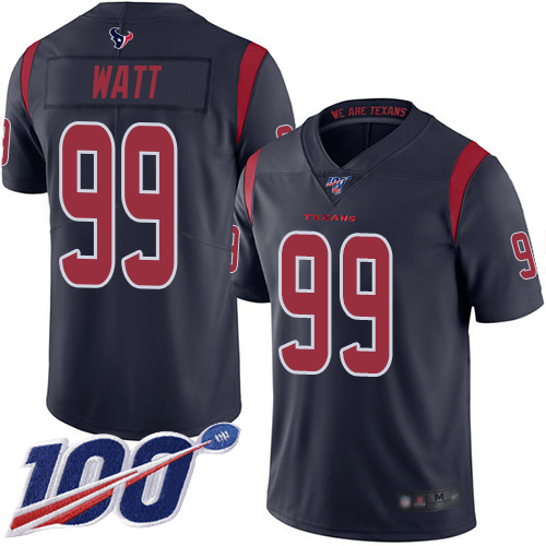 Houston Texans Limited Navy Blue Men J J  Watt Jersey NFL Football #99 100th Season Rush Vapor Untouchable